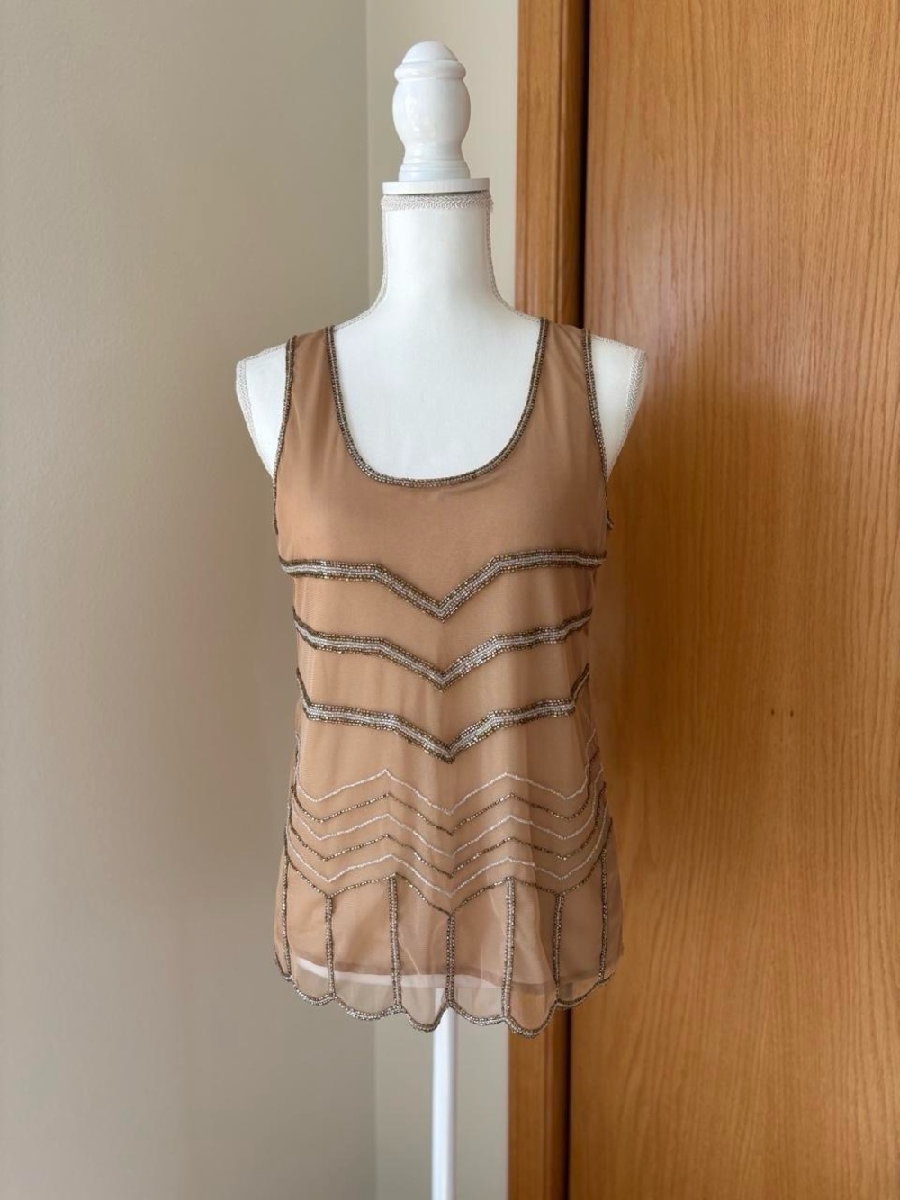 NWT Buckle Tan Beaded Sheer Tank